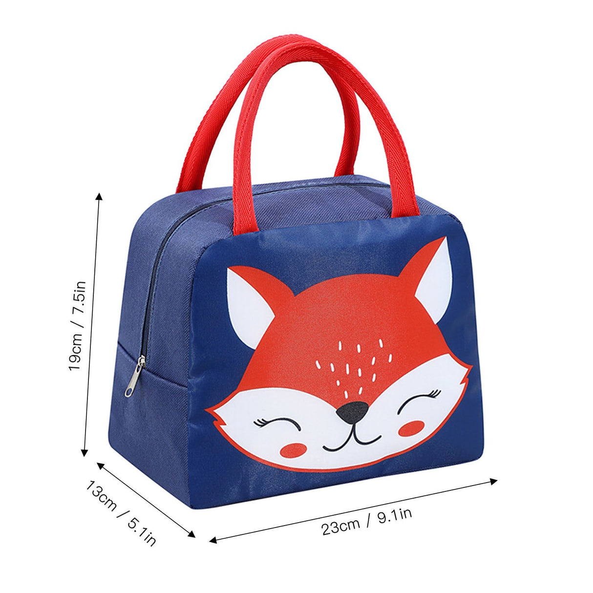 Lunch Bag Cute Cartoon Animal Pattern Waterproof Large Capacity Portable Thermal Insulation Lunch Box Bag for Women Men Fox
