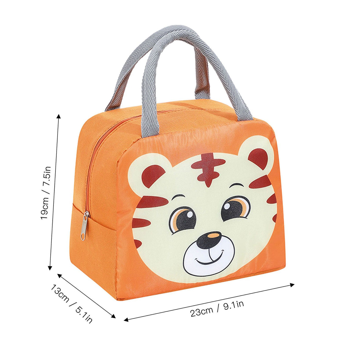 Lunch Bag Cute Cartoon Animal Pattern Waterproof Large Capacity Portable Thermal Insulation Lunch Box Bag for Women Men Tiger