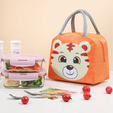 Lunch Bag Cute Cartoon Animal Pattern Waterproof Large Capacity Portable Thermal Insulation Lunch Box Bag for Women Men Tiger - Low Angle