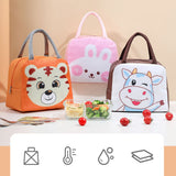 Lunch Bag Cute Cartoon Animal Pattern Waterproof Large Capacity Portable Thermal Insulation Lunch Box Bag for Women Men Tiger - Extra Image