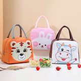 Lunch Bag Cute Cartoon Animal Pattern Waterproof Large Capacity Portable Thermal Insulation Lunch Box Bag for Women Men Rabbit - Front View