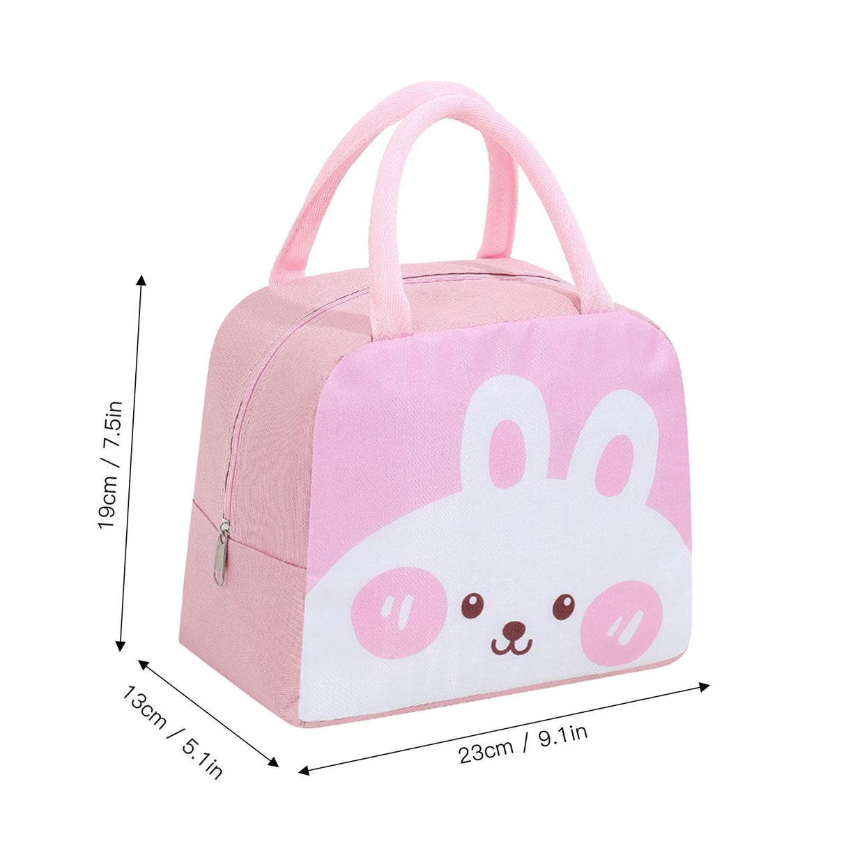 Lunch Bag Cute Cartoon Animal Pattern Waterproof Large Capacity Portable Thermal Insulation Lunch Box Bag for Women Men Rabbit