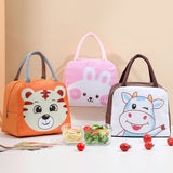 Lunch Bag Cute Cartoon Animal Pattern Waterproof Large Capacity Portable Thermal Insulation Lunch Box Bag for Women Men Cows - Front View