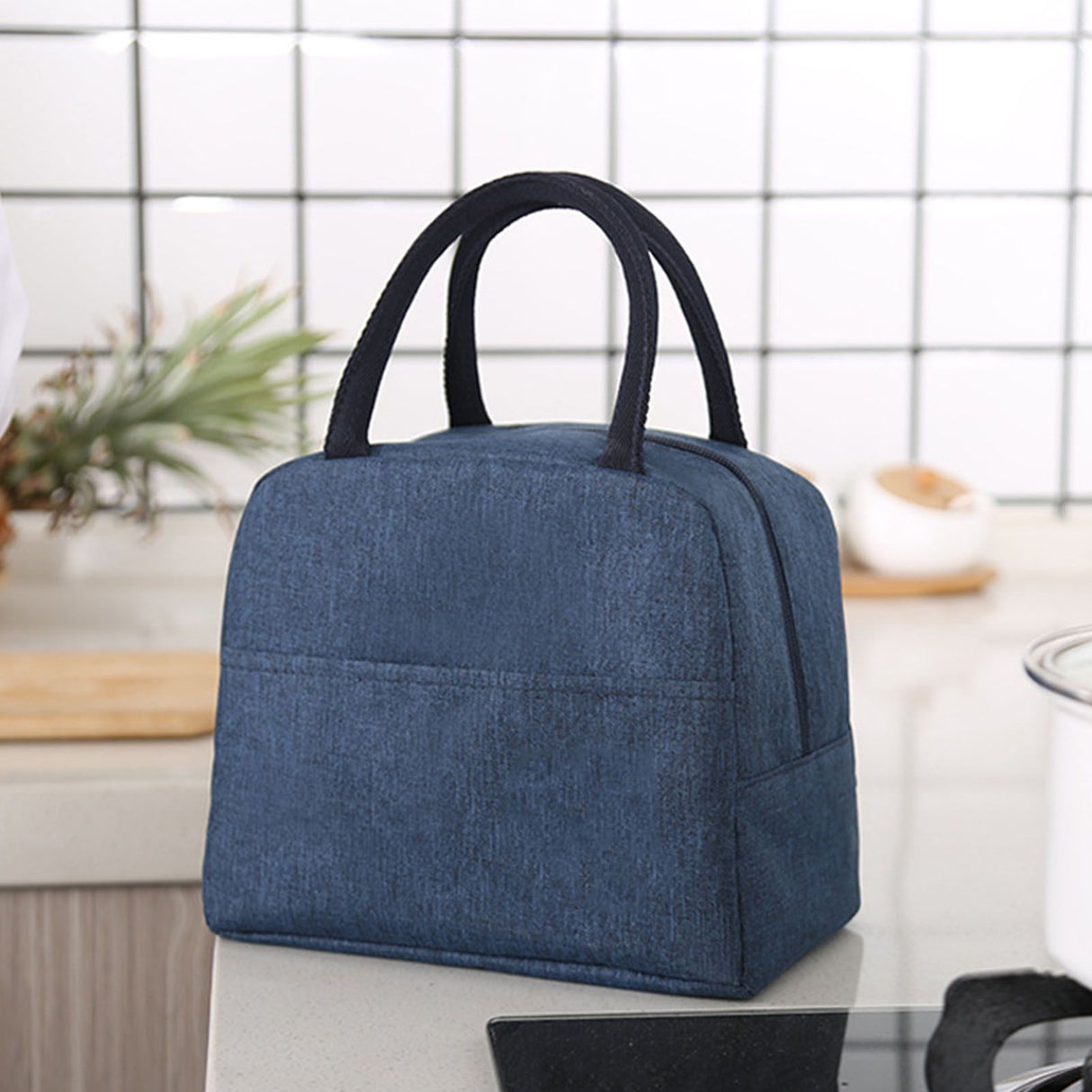 Tote Lunch Bag Reusable Insulated Cooler High Capacity Waterproof for Men Women Work Picnic Beach Dark Blue