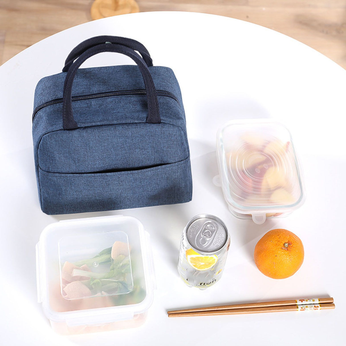 Tote Lunch Bag Reusable Insulated Cooler High Capacity Waterproof for Men Women Work Picnic Beach Dark Blue
