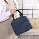 Tote Lunch Bag Reusable Insulated Cooler High Capacity Waterproof for Men Women Work Picnic Beach Dark Blue - Top-Down View