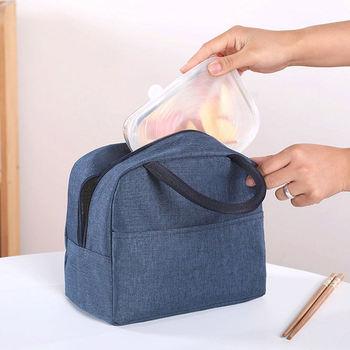 Tote Lunch Bag Reusable Insulated Cooler High Capacity Waterproof for Men Women Work Picnic Beach Dark Blue