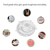 6 Pcs Silicone Stretch Lids High Temperature Resistance Round Reusable Silicone Lids for Refrigerator Microwave Oven Silicone Cover 6 Pcs - Top-Down View