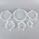 6 Pcs Silicone Stretch Lids High Temperature Resistance Round Reusable Silicone Lids for Refrigerator Microwave Oven Silicone Cover 6 Pcs - Close-Up Angle