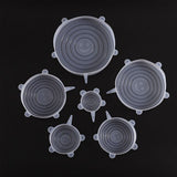 6 Pcs Silicone Stretch Lids High Temperature Resistance Round Reusable Silicone Lids for Refrigerator Microwave Oven Silicone Cover 6 Pcs - Low Angle