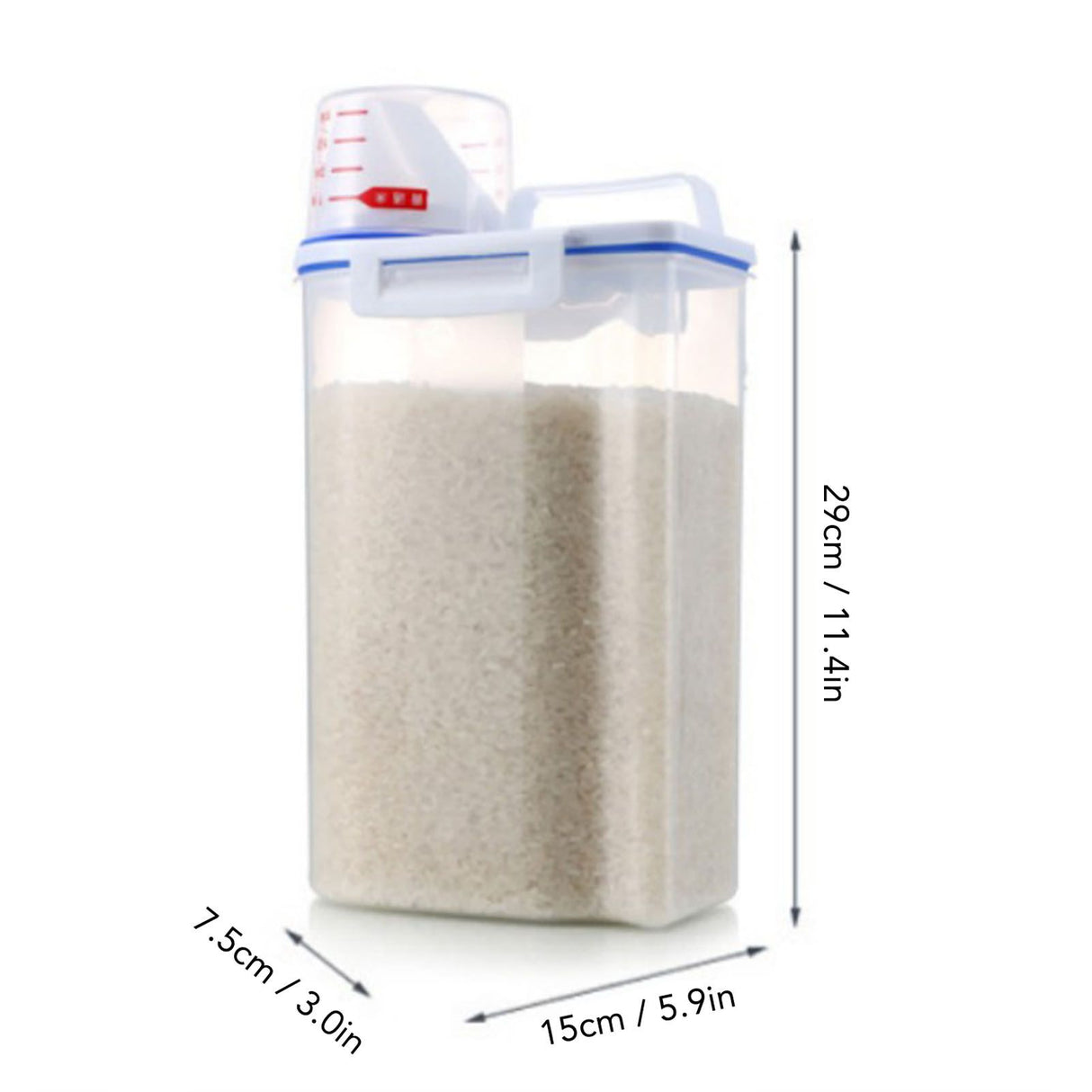 Rice Container Portable Compact 2kg Capacity Box Design Food Grade PP Plastic Airtight Food Storage Container Transparent Color