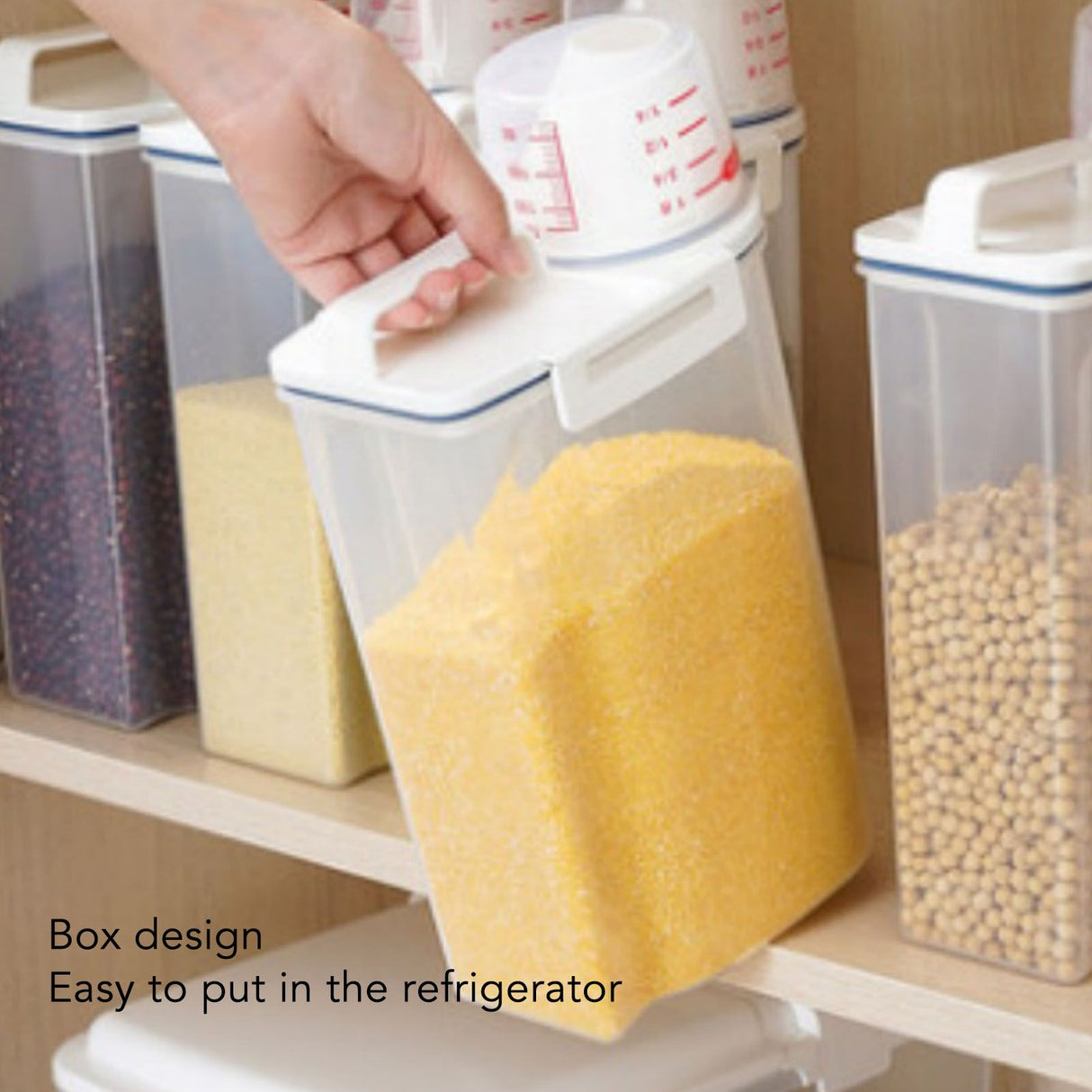 Rice Container Portable Compact 2kg Capacity Box Design Food Grade PP Plastic Airtight Food Storage Container Transparent Color
