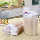 Rice Container Portable Compact 2kg Capacity Box Design Food Grade PP Plastic Airtight Food Storage Container Transparent Color