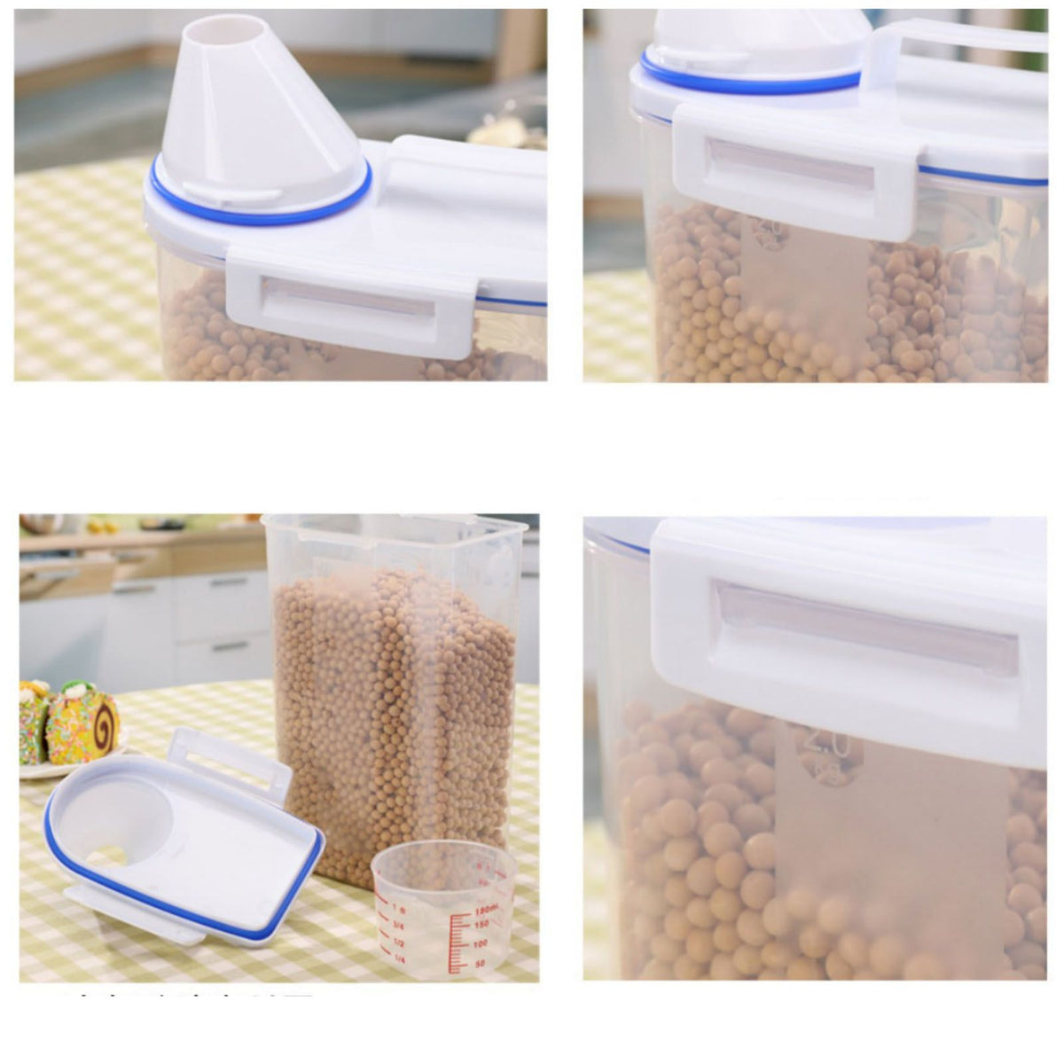 Rice Container Portable Compact 2kg Capacity Box Design Food Grade PP Plastic Airtight Food Storage Container Transparent Color