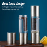 Salt and Pepper Grinder Stainless Steel Dual Head Adjustable Grind Size Manual Spice Grinder for Home Kitchen Grinder