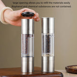 Salt and Pepper Grinder Stainless Steel Dual Head Adjustable Grind Size Manual Spice Grinder for Home Kitchen Grinder - 45-Degree Angle