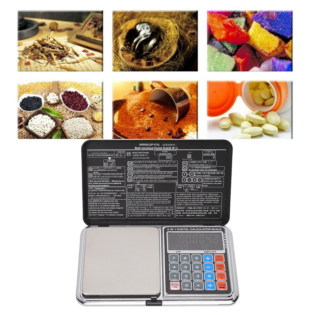 0.01/100G Digital Calculator Scale Kitchen Scale Baking Food Precise Scale with White Light Backlit Screen