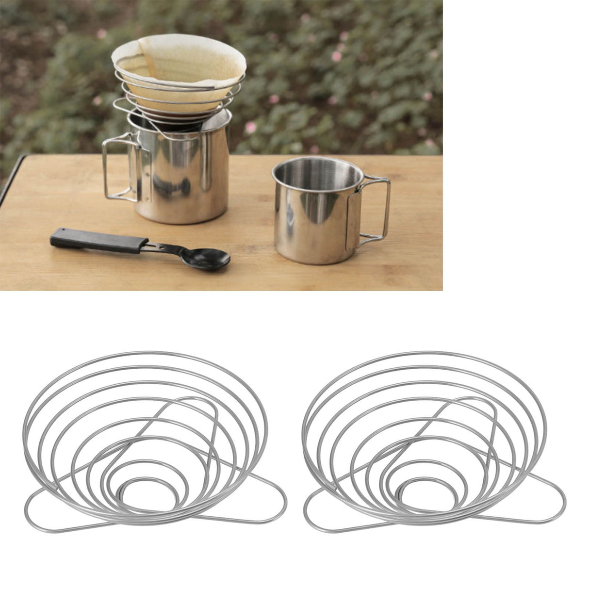 Foldable Coffee Filter Cup Stainless Steel Coffee Filter Holder Outdoor Camping Coffee Dripper Holder L 130x120x80mm/5.1x4.7x3.1in