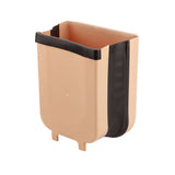 Collapsible Hanging Kitchen Waste Bin 9L Plastic Kitchen Folding Trash Can with Fixing Bracket for Bedroom Office Coffee - Side View