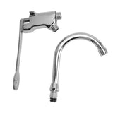 Foot Pedal Control Valve Faucet Stainless Steel Kitchen Sink Water Tap Vertical Basin Switch Faucet - Low Angle