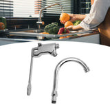 Foot Pedal Control Valve Faucet Stainless Steel Kitchen Sink Water Tap Vertical Basin Switch Faucet