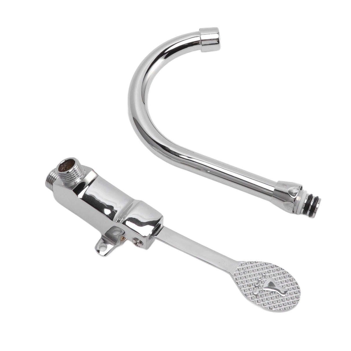 Foot Pedal Faucet Set Stainless Steel Hands Free Silver Touchless Floor Mount Foot Control Water Tap Kit