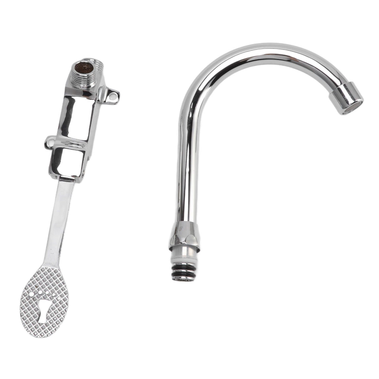 Foot Pedal Faucet Set Stainless Steel Hands Free Silver Touchless Floor Mount Foot Control Water Tap Kit