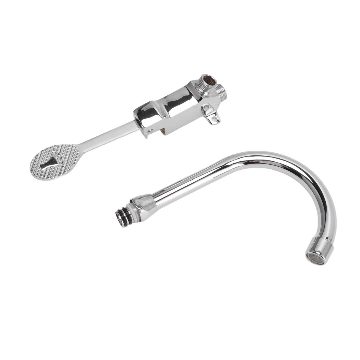Foot Pedal Faucet Set Stainless Steel Hands Free Silver Touchless Floor Mount Foot Control Water Tap Kit