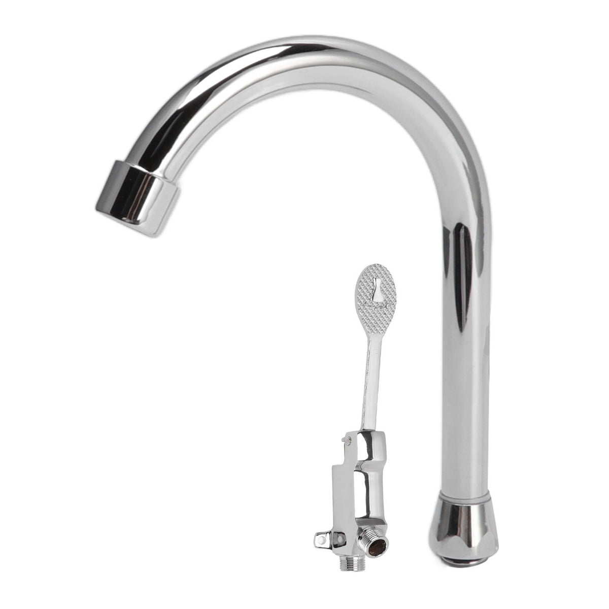 Foot Pedal Faucet Set Stainless Steel Hands Free Silver Touchless Floor Mount Foot Control Water Tap Kit