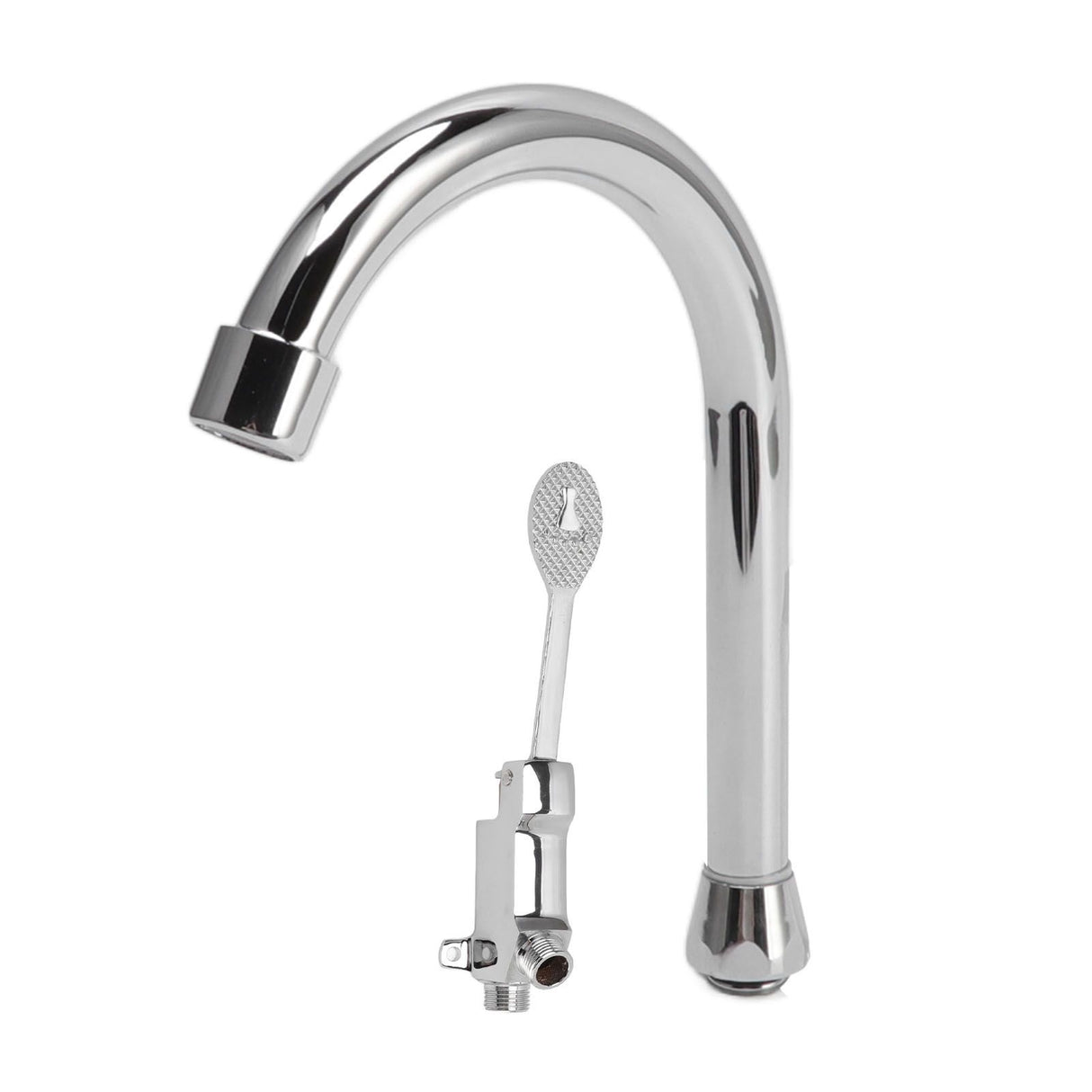 Foot Pedal Faucet Set Stainless Steel Hands Free Silver Touchless Floor Mount Foot Control Water Tap Kit