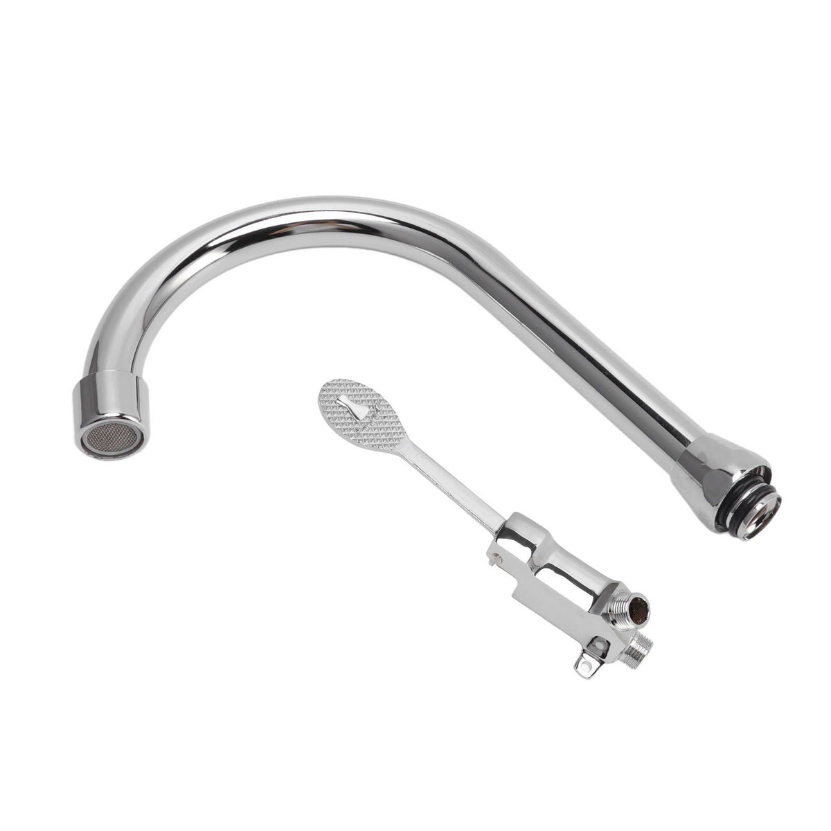 Foot Pedal Faucet Set Stainless Steel Hands Free Silver Touchless Floor Mount Foot Control Water Tap Kit