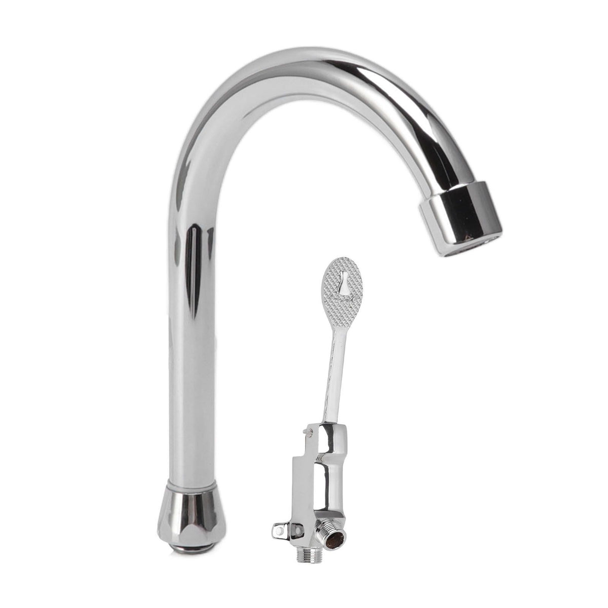 Foot Pedal Faucet Set Stainless Steel Hands Free Silver Touchless Floor Mount Foot Control Water Tap Kit