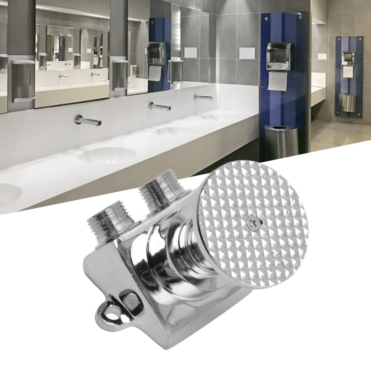 Floor Mount Pedal Valve Stainless Steel Water Saving Foot Pedal Water Tap Control Switch Valve for Public Places Double Outlet