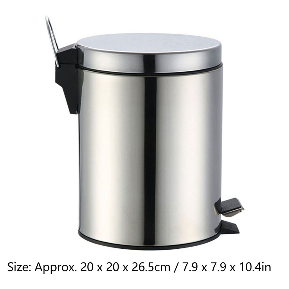 Stainless Steel Trash Can Silent Ergonomic Handle Kitchen Garbage Can with Antislip Footrest for Bedroom Living Room 5L