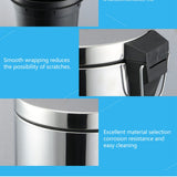 Stainless Steel Trash Can Silent Ergonomic Handle Kitchen Garbage Can with Antislip Footrest for Bedroom Living Room 5L - Close-Up Angle