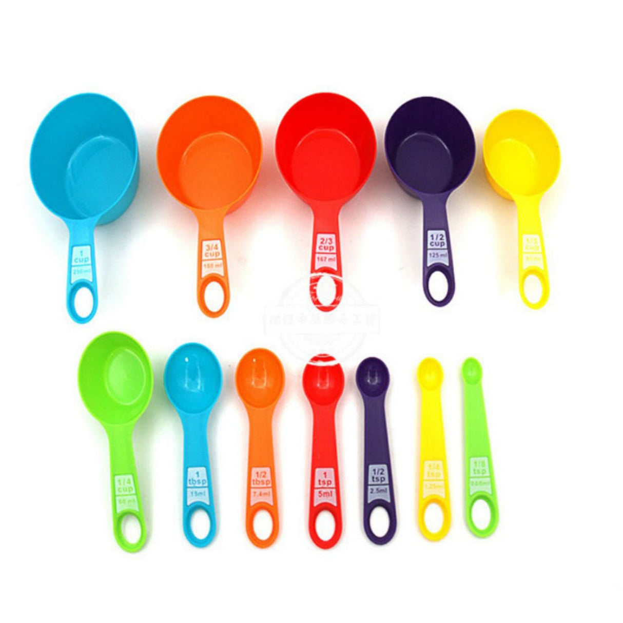 12Pcs Colorful Measure Cups and Spoons Set Safe Healthy Easy Storage DIY Stackable Nesting Kitchen Measuring Tools Random Color 12 Pieces