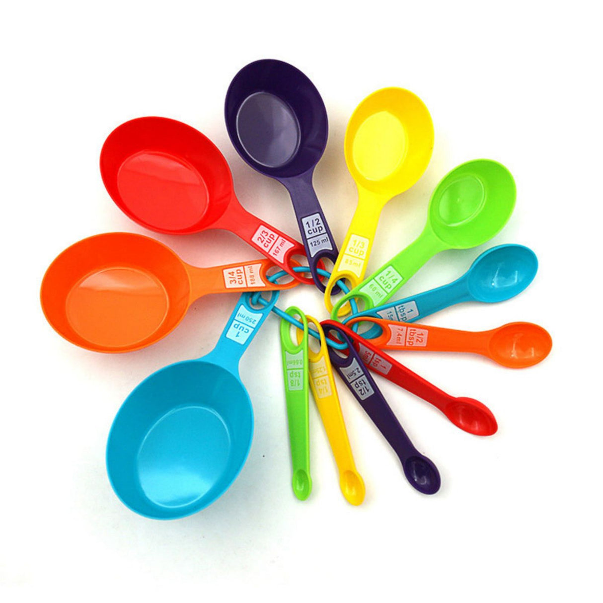 12Pcs Colorful Measure Cups and Spoons Set Safe Healthy Easy Storage DIY Stackable Nesting Kitchen Measuring Tools Random Color 12 Pieces