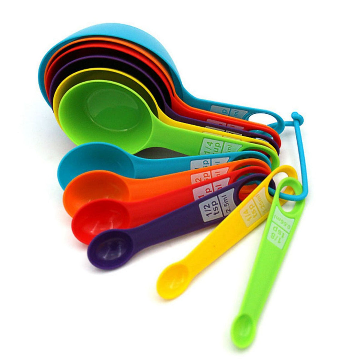 12Pcs Colorful Measure Cups and Spoons Set Safe Healthy Easy Storage DIY Stackable Nesting Kitchen Measuring Tools Random Color 12 Pieces