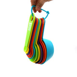12Pcs Colorful Measure Cups and Spoons Set Safe Healthy Easy Storage DIY Stackable Nesting Kitchen Measuring Tools Random Color 12 Pieces - Rear View