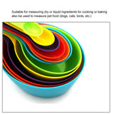 12Pcs Colorful Measure Cups and Spoons Set Safe Healthy Easy Storage DIY Stackable Nesting Kitchen Measuring Tools Random Color 12 Pieces - Close-Up Angle
