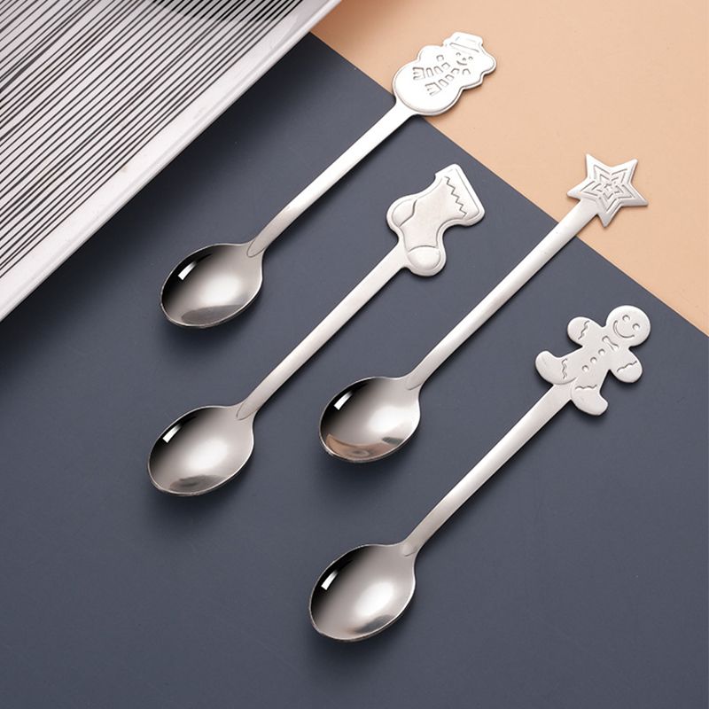 Coffee Spoon Set Stainless Steel Dessert Cake Spoon for Christmas Gifts Family Friends Silver