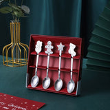 Coffee Spoon Set Stainless Steel Dessert Cake Spoon for Christmas Gifts Family Friends Silver - Top-Down View