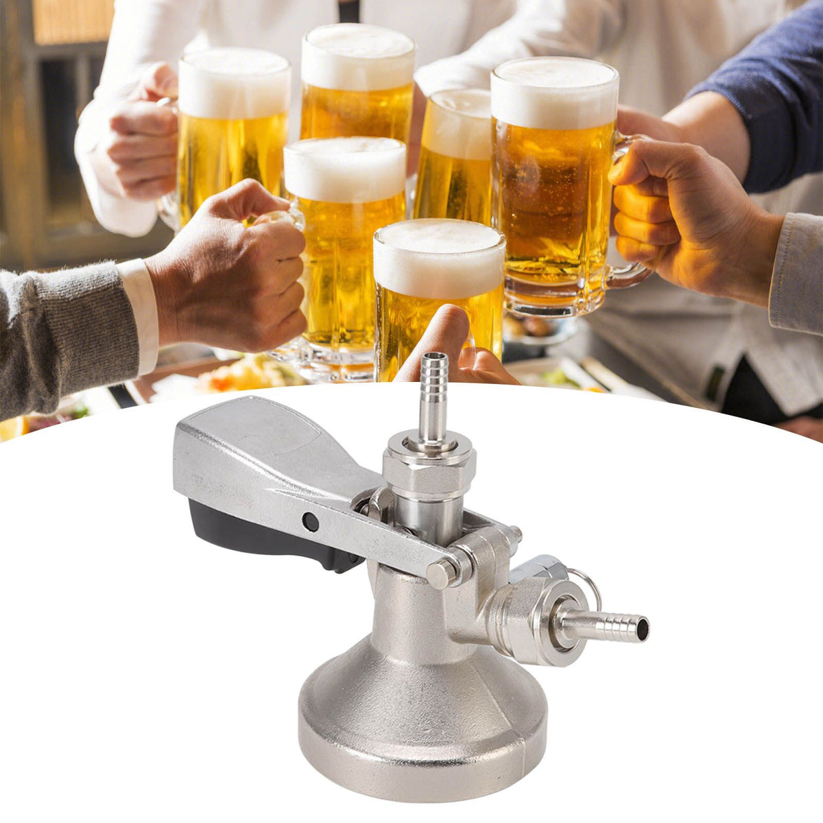 G Type Beer Keg Coupler Stainless Steel Probe Brass Body Triangular Beer Dispenser Accessory for Bar Party