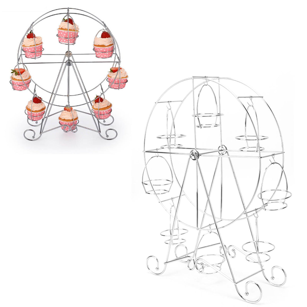 Cupcake Display Rack Iron Rotatable Eight Cupcakes Wheel Cupcake Stand for DIY Birthday Party