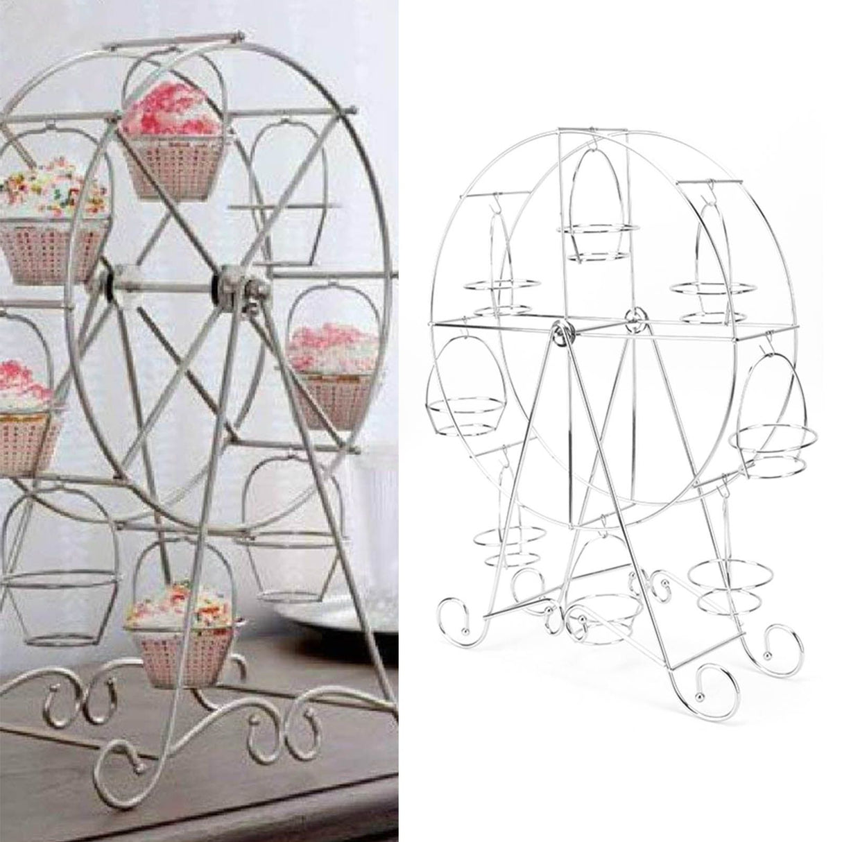 Cupcake Display Rack Iron Rotatable Eight Cupcakes Wheel Cupcake Stand for DIY Birthday Party