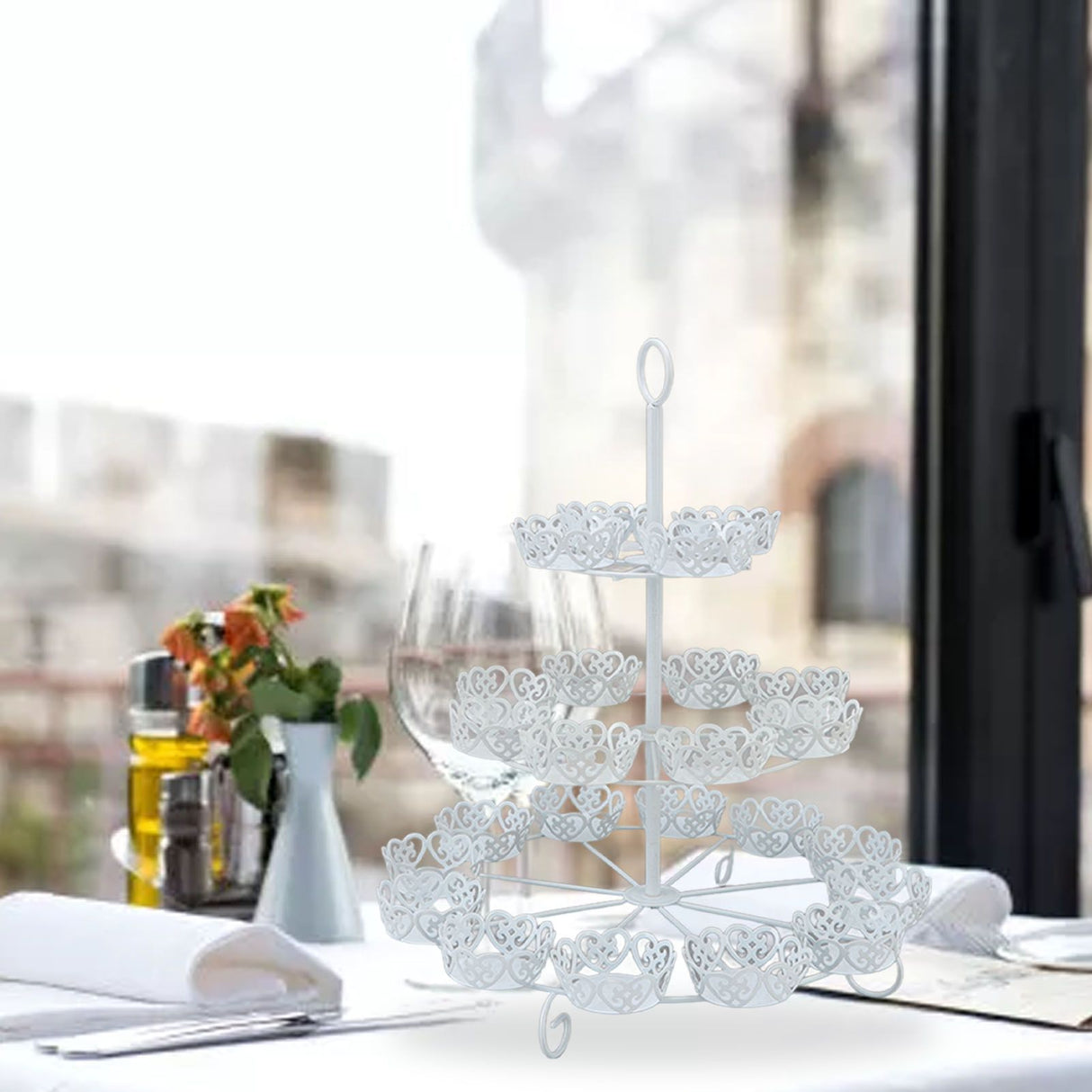 Cupcake Stand for 24 Cupcakes 3 Tier Pastry Serving Display Stand Iron Dessert Carrier Display Holder for Holiday Party