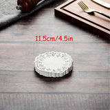 150pcs White Lace Round Paper Doilies Disposable Hollow Flower Oil Absorbing Paper for Fried Food Pizza Desserts Cake 150pcs Oil Absorbing Paper - Rear View