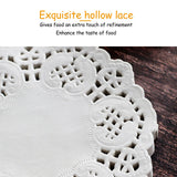 150pcs White Lace Round Paper Doilies Disposable Hollow Flower Oil Absorbing Paper for Fried Food Pizza Desserts Cake 150pcs Oil Absorbing Paper - Extra Image