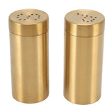 2Pcs Gold Spice Jar Stainless Steel Rustproof Screw Open Top Seasoning Shaker Bottle for Salt Sugar Pepper Paprika - Front View