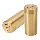 2Pcs Gold Spice Jar Stainless Steel Rustproof Screw Open Top Seasoning Shaker Bottle for Salt Sugar Pepper Paprika - Side View